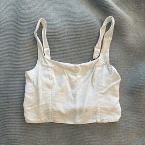 Abercrombie Linen Blend Set Top White L
